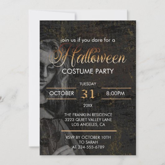 Gothic Zwart Volwassen Halloween Enge Kostuumparti Kaart (Voorkant)