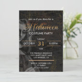 Gothic Zwart Volwassen Halloween Enge Kostuumparti Kaart (Staand voorkant)