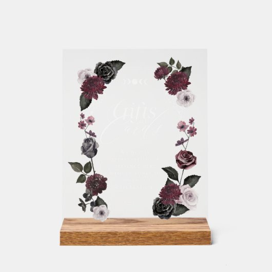 Gothic Zwart Waterverf Bloemen Cadeaus & Kaarten Acryl Bord (Voorkant)