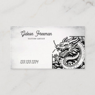 Gothic Zwart & Wit Chinees Dragon Tattoo Shop Visitekaartje