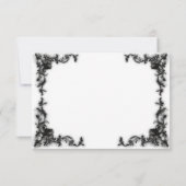 Gothic zwart & wit filigraan hart diner RSVP kaartje (Achterkant)