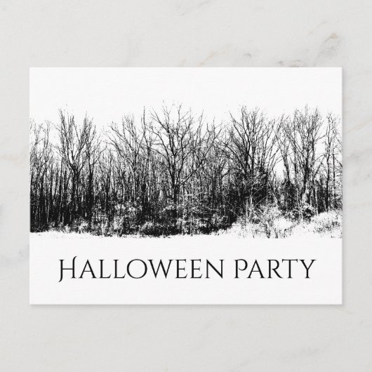 Gothic Zwart Wit Halloween Party Uitnodiging Briefkaart (Voorkant)