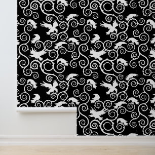 Gothic Zwart-wit Raven Victoriaans Gotisch Home Behang