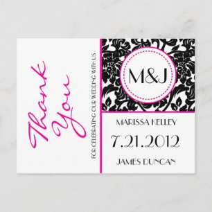 Gothic Zwart & Wit/Roze Bloei Dank u Briefkaart