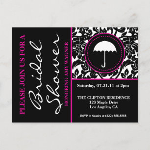 Gothic Zwart & Wit/Roze Bloeiend Vrijgezellenfeest Uitnodiging Briefkaart