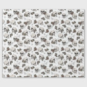 Gothic Zwart-wit Schedel en Bloemen Halloween Cadeaupapier (Vlak)