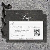 Gothic Zwart & Wit Schedels Hart Bruiloft QR Code RSVP Kaartje
