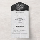 Gothic Zwart & Wit Skelet Paar Geen Diner All In One Uitnodiging (Binnen)