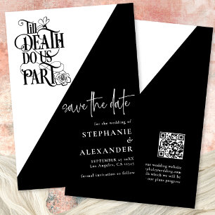 Gothic zwart wit tot de dood ons deel bruiloft save the date
