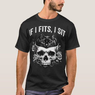 Gothic Zwarte Kat Schedel Minimalistische Humor Al T-shirt