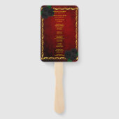 Gothic zwarte Rozen bloedrood bruiloft programma Handwaaier (Achterkant)