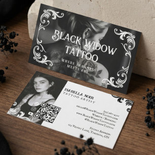 Gothic Zwarte Tattoo Inkt Kunstenaar Typografie Fo Visitekaartje