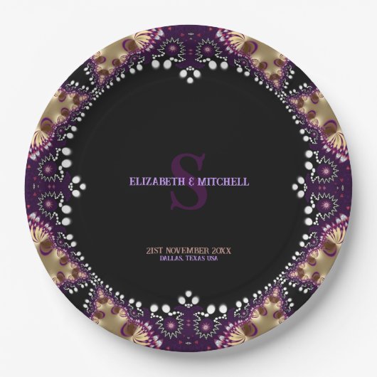 Gothica Dark Magic Monogram Speciale Evenement Bru Papieren Bordje (Voorkant)