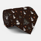 Gothique Arbre de Noël Déplaisant Snowmen Cravate (Roulé)