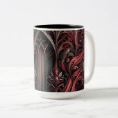 Gothique Arché Design Café Mug - Noir et Rouge Ar (Devant droit)
