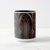 Gothique Arché Design Café Mug - Noir et Rouge Ar (Centre)