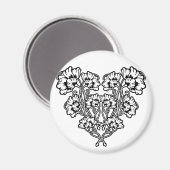 Gothique Art Nouveau Fleur Magnet Coeur (Recto/Verso)