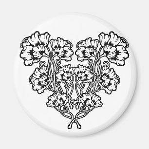 Gothique Art Nouveau Fleur Magnet Coeur