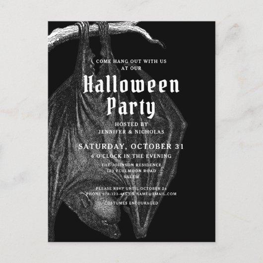 Gothique Bats Halloween Fête Invitation (Devant)
