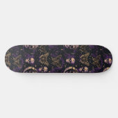 Gothique Black Purple Skulls Moths Moon Skateboard (Horz)