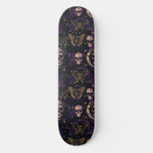 Gothique Black Purple Skulls Moths Moon Skateboard (Recto)