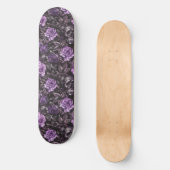 Gothique Black Purple Skuls et Rose Skateboard (Recto)