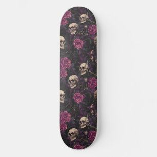 Gothique Black Purple Skuls et Rose Skateboard