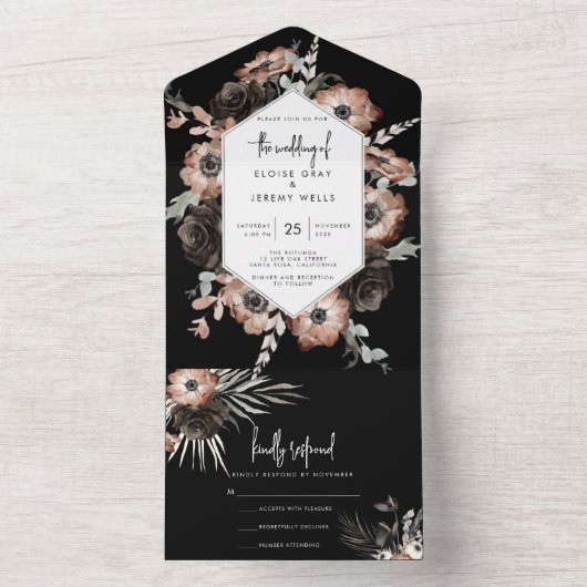 Gothique Boho tout en un mariage Invitation (À l'intérieur)