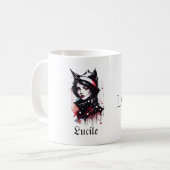 Gothique Chat-Lover Mug pour elle : Girl Love Chat (Devant gauche)