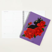 Gothique Chat Noir Roses Rouges Violet (Devant avec enveloppe)