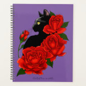 Gothique Chat Noir Roses Rouges Violet (Devant)