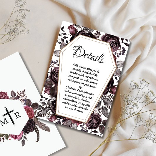 Gothique Coffin Détails du Mariage Carte de boîtie