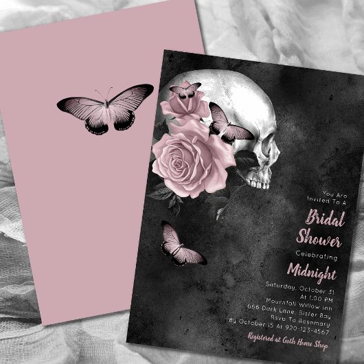 Gothique Crâne Floral Douche nuptiale Invitation