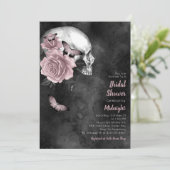 Gothique Crâne Floral Douche nuptiale Invitation (Debout devant)