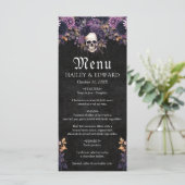 Gothique Crâne floral foncé Halloween Menu Mariage (Debout devant)