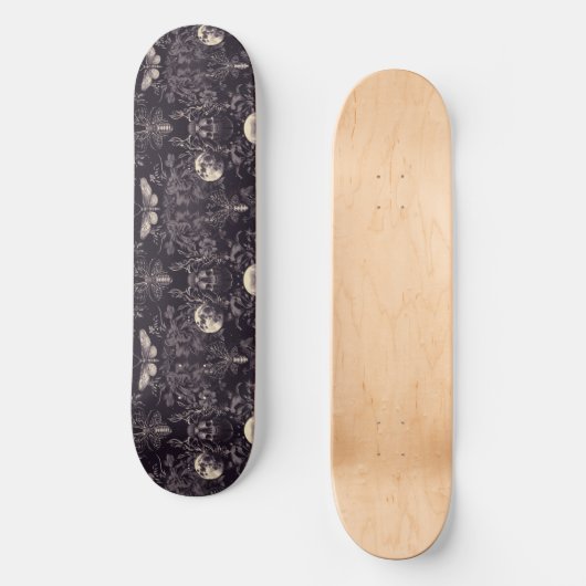 Gothique Crâne Moths et Moon Skateboard (Recto)