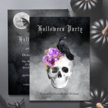 Gothique Crâne Roses Halloween Party Invitation