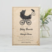 Gothique Crow Florifère Baby shower Invitation (Debout devant)