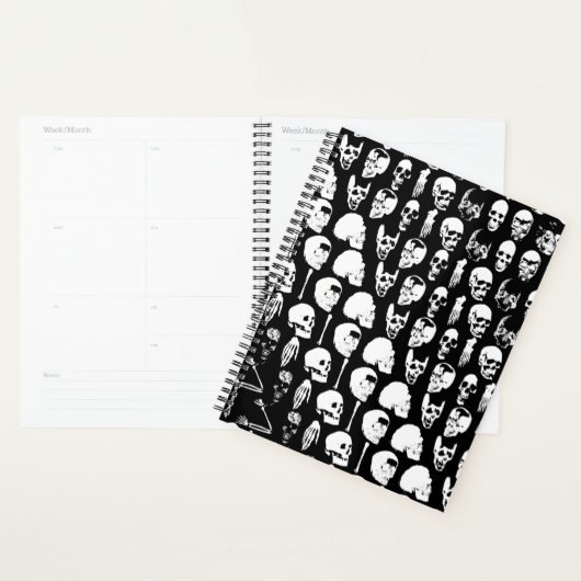 Gothique Éffrayant Skuls Spiral Planner (Devant avec enveloppe)