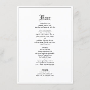 Gothique Élégant Menu De Mariage Avec Frontière