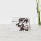 Gothique Fille de Pâques avec Dachshund Carte de P (Devant)
