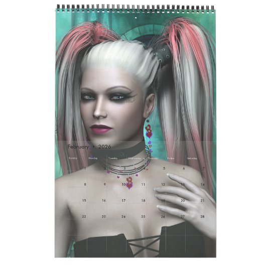 Gothique Filles Imaginaire Art Calendrier (Feb 2026)