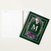 Gothique Floral Crâne personnalisé Monogramme et n (Devant avec enveloppe)