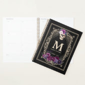Gothique Floral Crâne personnalisé Monogramme et n (Devant avec enveloppe)