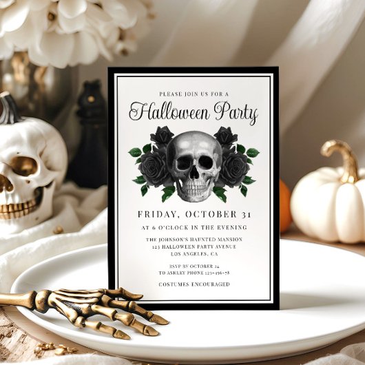 Gothique Floral Halloween Invitation
