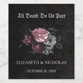 Gothique Floral Halloween Mariage Étiquette de vin (Étiquettes simples)