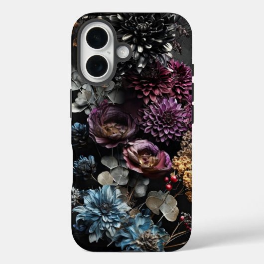 Gothique Floral iPhone 16 Coque (Verso)