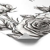 Gothique Floral Skulls Mariage Affiche de bienvenu (Coin)