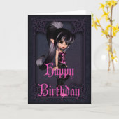 Gothique Girl Design 2 Bonne carte d'anniversaire (Fleur jaune)