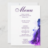 Gothique Glam Quince menu violet Quinceañera (Devant)